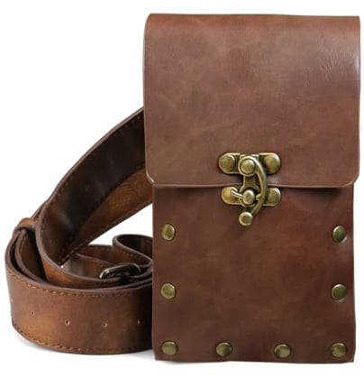 Larswon Renaissance Tasche Mittelalter Gürteltasche Leder Gürteltasche Bein Telefon Halter Festival Faire Zubehör, Kaffee 01, Medium