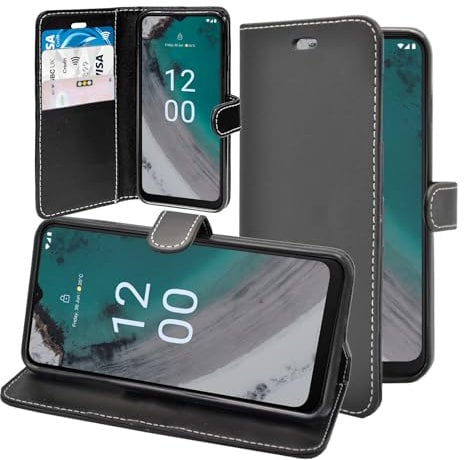 Phone Case For Nokia C32 Wallet Flip PU Leather Stand Card Slot Pouch Phone Cover Compatible With Nokia C32 (Black)