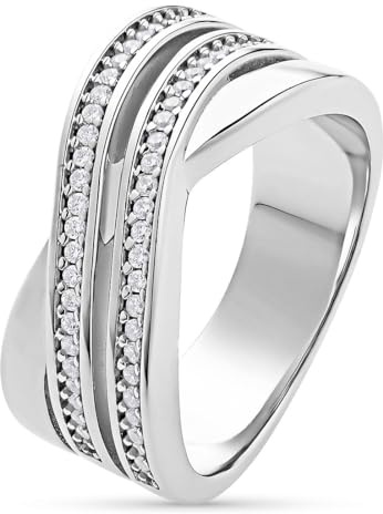 JETTE Damen-Damenring 925er Silber 54 Zirkonia