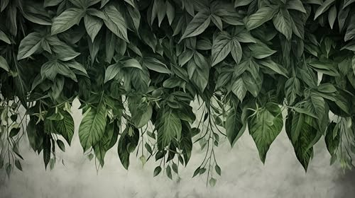 Muralo - 3D Tapete Vliestapete - Fototapete 3D Effekt - Tapete für Wohnzimmer Schlafzimmer Wandtapete - Fototapete - hängende Blätter Beton-Optik Motiv - Br.460cm x Hö.300cm