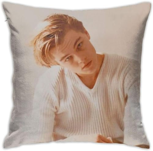 Leonardo Kissenbezug, Dicaprio, dekorativer quadratischer Kissenbezug für Sofa, Couch, Bett, Auto, 45,7 x 45,7 cm