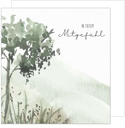 Edition Seidel Premium quadratische Trauerkarte mit Umschlag. Beileidskarte Karte In stiller Trauer Mitgefühl stille Anteilnahme Abschied herzliches Beileid Baum Aquarell (TQ108 SW024)