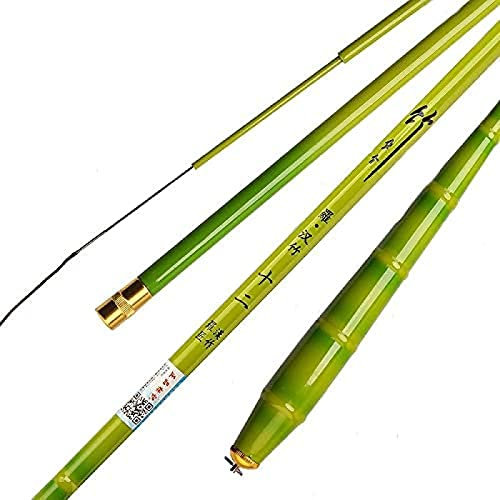 Canne À Pêche Télescopique, Poteau De Carassin Portable avec Pointe De Canne Rotative À 360 °, Canne À Pêche Dure en Fibre De Carbone Imitation Bambou Vert, Cannes pour Outil De Pêche dans L