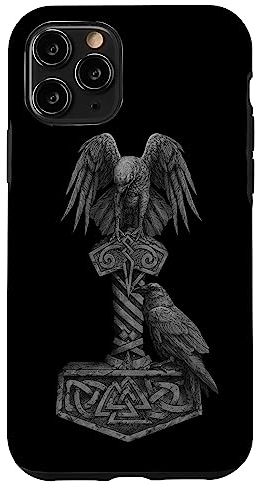 Wikinger nordische Mythologie Thors Mjolnir Odins Huginn & Muninn Hülle für iPhone 11 Pro