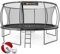 Hop-Sport Trampolin Outdoor Ø 305/366/427/488 cm - Trampolin mit innovativen, gebogenen Netzstangen, Sicherheitszertifikaten und Sicherheitsnetz (Grau/Schwarz, 488 cm)