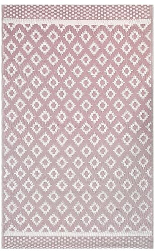 Beliani Rechteckiger Outdoor-Teppich rosa/weiß mit modernem Muster 120x180 cm Thane