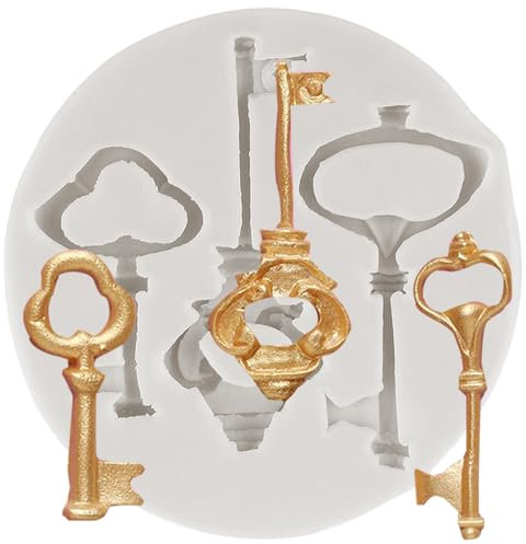 MINFEIDMS Vintage Key Cake Fondant Mould Key Chocolate Silicone Moulds for Sugar Cake Decorating Cupcake Topper Gum Paste Polymer Clay