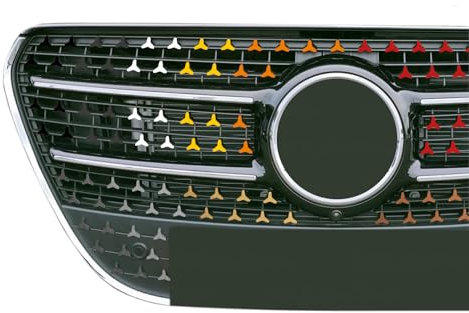Diamantgrill Folien Aufkleber für Mercedes V-Klasse W447 VITO Facelift Sterne Grillaufkleber (Schwarz)