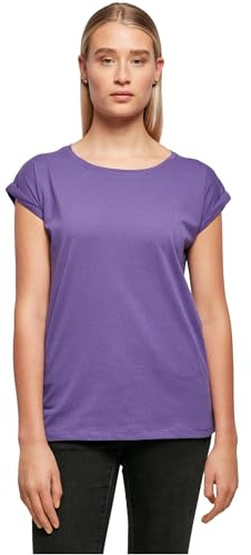 Build Your Brand Damen T-Shirt Ladies Extended Shoulder Tee, lang geschnittenes T-Shirt für Frauen, Baumwolle, Ultraviolet, 4XL