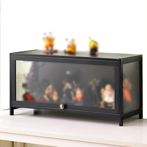 Acryl-Vitrine für Wohnzimmer, staubdichter Glasschrank mit Türen, schwarz, 60 x 32 x 40 cm