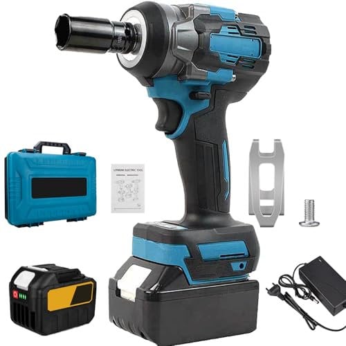 XoTiq Power Tool Combo Kit, 400N.M Torque Brushless Electric Impact Wrench Screwdriver Cordless Wrench Power Tools For Makita Battery with 1 Batteries and Charger for Garden Office Repair