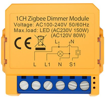 Muuoeou Tuya Zigbee Smart Dimmer Schaltermodul 1CH Steuerung LED-Leuchten Dimmbarer Schalter Stufenloses Dimmen + Sprachsteuerung