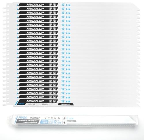 MUOZLOP Juego de 25 hojas de sierra de calar de 300 mm, hoja de sierra de calar de 18 TPI, para hoja de sierra de calar de metal (25, 18TPI 300 mm)