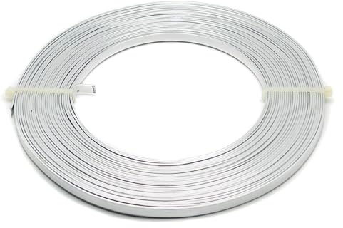 Alambre Plano de Aluminio 5mm de Ancho por 10 metros. Alambre Plateado de Bisutería Accesorios Metálicos para Manualidad de Artesanía. Aluminio Plano Colores (Plata)