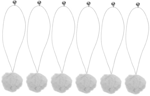 HYTROVE Boules Suspendues pour Chat en Peluche avec Clochette 6 Pièces | Remplacement pour Arbre à Chat, Jouet Interactif, Lot de 6, Accessoires Compatibles pour Tour Féline