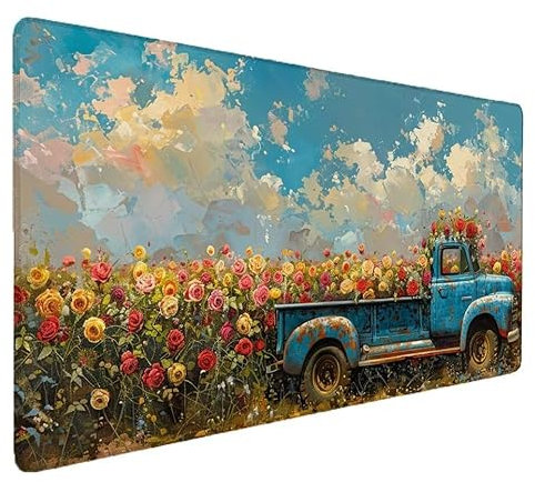 Tapis de Souris Bleu, Karting Tapis de Souris Gamer XXL 1500x800x3mm Étanche Antidérapante Mouse Pad avec Coutures sur Les Bords - sous Main Bureau - Accessoire Bureau, pour Gamer, PC, Portable S-342