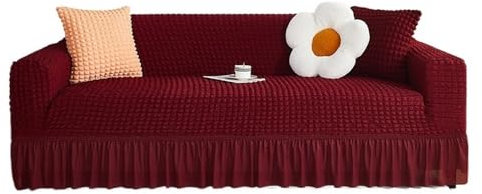 ANSAIR Sofabezug for Wohnzimmer, Stretch-Sofabezug for Zuhause, Sesselbezug, 1/2/3/4-Sitz-Ecksofa-Couchbezug(Wine Red,4 Seater 235-300cm)