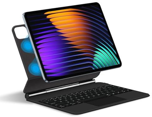 Custodia con Tastiera per Xiaomi Pad 6S Pro 12,4 pollici 2024, Supporto a Sbalzo Magnetico Galleggiante, Custodia Protettiva Ultrasottile con Tastiera Retroilluminata, Trackpad Multi-Touch,Nero