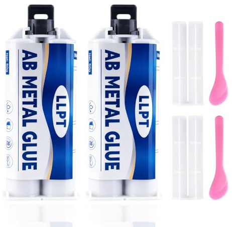 LLPT Colle Métallique 50g Colle Ab Haute Résistance 2 Paquet | Imperméable et Résistante à la Chaleur, Mastic Métallique Pour Acier, Convient à la Réparation des Fissures de Surface
