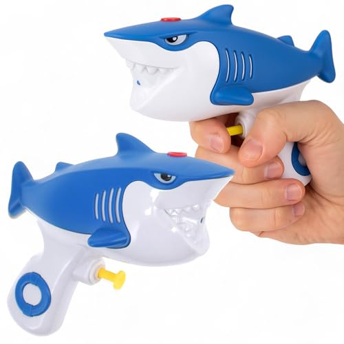 MIJOMA Wasserspritzpistolen Set 2-teilig Hai-Design 12 cm Wasserspielzeug Sommer Outdoor Pool Strand Kinder Wasserpistole