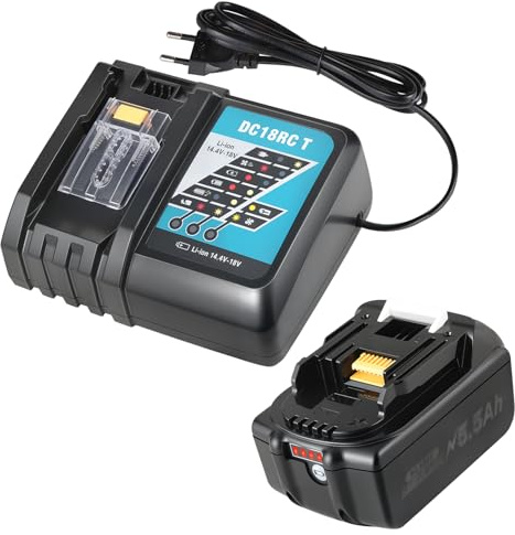 Batterie pour Makita 18V avec Chargeur DC18RC Compatible avec BL1860 BL1860B BL1850 BL1850B BL1840 BL1840B, BL1830, BL1830B, BL1815, BL1825, BL1835, BL1845 LXT400