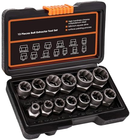 Schraubenausdreher-Set, abisolierte Stecknuss mit 3/8-Zoll-Adapter