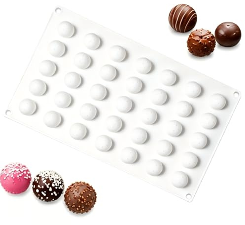 35 Löcher Silikonform Kugel Backform Ø 2 Cm 3D für Schokoladenkugeln | Silikonform Schokoladenformen Kugelform, Pralinenform Rund Klein, Silikon Kugelform Leicht zu Entformen für Bonbons DIY