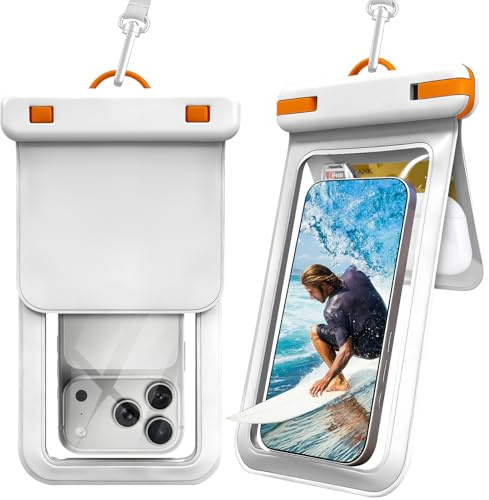 Miimall 2 Unidades Funda Impermeable Móvil Grande, IPX8 Buceo Bolsa Estanca Móvil, [Bolsillo Doble] [Pantalla Táctil Subacuática] Universal Funda Acuatica Movil para iPhone Samsung [hasta 7.2]