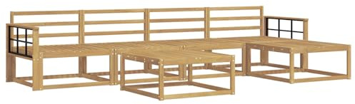 vidaXL Outdoor-Sofagarnitur 6 pcs Weiß 79 x 79 x 37 cm, Patio-Lounge-Set, modernes Outdoor-Sofa, wetterfestes Gartenmöbel, Akazienholz