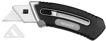 Westcott E-84029 00 Collapsible Utility Knife Ergonomic Cutter with Telescoping Mechanism and Automated Blade Retraction - Black