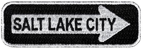 One Way Sign Salt Lake City Utah bestickter Aufnäher zum Aufbügeln auf Highway Road Biker