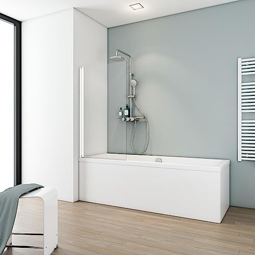 Schulte pare-baignoire 70 x 130 cm, profilé blanc, montage gauche droite, 1 volet pivotant rabattable 180° contre le mur, verre de sécurité 5 mm transparent, réglage 69.5-70.5, joint d'étanchéité