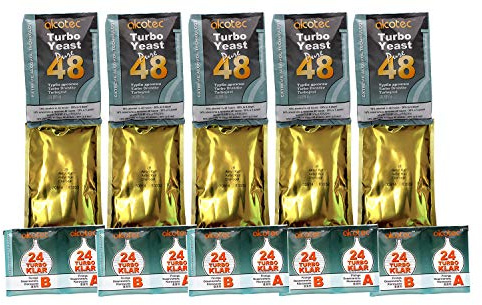 Alcotec 5x 48 Turbo Yeast, TurboKlar & Liquid Carbon Homebrew Vodka Spirit