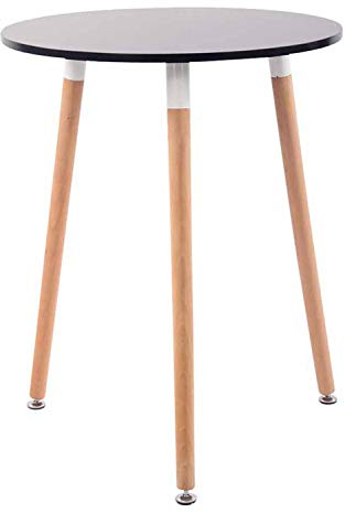 CLP Retro-Design Küchentisch Amalie mit 3 Holzbeinen I I rund Ø 60 cm I Tischhöhe 75 cm, Farbe:schwarz, Gestell Farbe:Natur