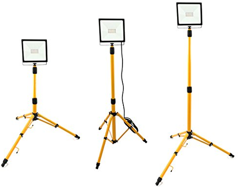 Trango - G1504-1003W LED Arbeitstrahler - 100Watt - 2700K warmweiß - Baustrahler inkl. 3m Zuleitung - Stativ höhenverstellbar 66-170cm - Strahler, Werkstattlampe, Flutlicht