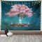 ABAKUHAUS Magie Wandteppich, Blossom Plant Hanging in Air Rootless Free Plant Supernatural Image, aus Weiches Mikrofaser Stoff Wand Dekoration Für Schlafzimmer, 150 x 110 cm, Flieder Petrolblau