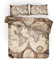 Weltkarte Bettwäsche Set 3-teilig,Antike Karte World Map Retro-Stil Blaues Meer und Gelbes Land Bettbezug mit Reißverschluss, Weiche Mikrofaser mit 2 Kissenbezügen (Retro, Single 135 x 200 cm)