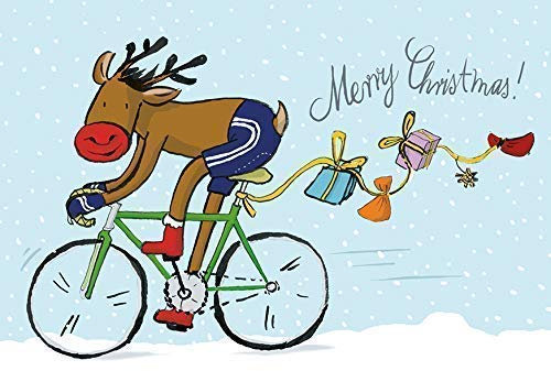 Weihnachtskarte Rentier auf Rennrad für Fahrradfreunde und Radsportler