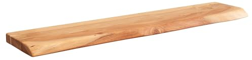 Wohnling Wandregal mit Baumkante Akazie Massivholz 80 cm, Design Schweberegal Wandboard Massiv, Regal Holz Natur, Landhausstil Hängeregal