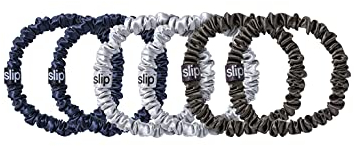 SLIP Silk Skinnie Scrunchies in Schwarz, Rosa und Karamell – 100% reine Maulbeerseide mit 22 Momme für Frauen