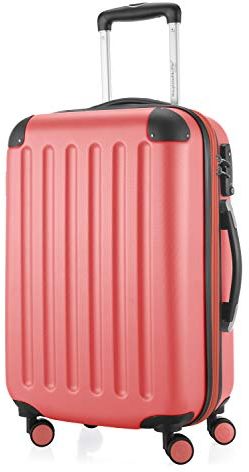 HAUPTSTADTKOFFER - SPREE - Handgepäck Hartschalen-Koffer Trolley Rollkoffer Reisekoffer, 4 Doppel-Rollen, 55 cm, 42 L, Korall