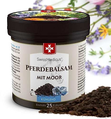 SwissMedicus Pferdebalsam mit kühlender Moor-Kräuterformel für aktive Senioren und Sportler, Pferdesalbe Muskelgel gegen Muskelkater und zur Muskel-Regeneration, 250 ml