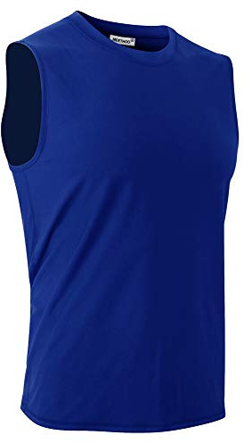 MeetHoo Men's Compression Shirt Slimming Sleeveless Shapewear Men Vest Seamless Undershirt Body Shaper Tank Top Workout Sport Blue