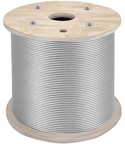 VEVOR Cable de Alambre Acero Inoxidable 150 m Cuerda de Alambre de Acero T316, Cable de Acero de 1/8, Resistente a la Corrosión y Rotura para Maquinaria y Medicinas (150m/1x19)