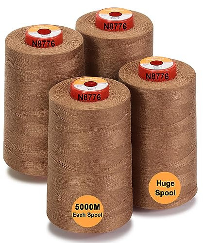 New brothread - 28 Optionen - 4 Große Konen 5000M Allzweck Polyester Nähgarn 40S/2 (Tex27) zum Nähen, Quilten, Patchwork, Serger und Overlock - Suede