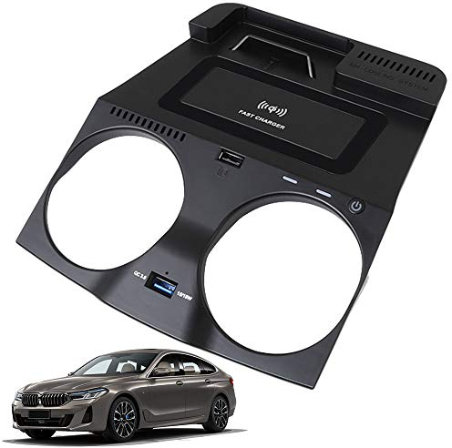 Braveking1 Wireless Car Charger for BMW 5 Series G30 G31 6 Series GT 2018 2019 2020 Center Console Accessory Panel, 15W Fast Charging Phone Charger Pad with USB Port for iPhone, Samsung, Any Qi Phone