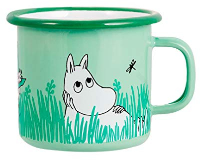Moomin Mug Boys, Green, Enamel Mug, 250ml, with Moomin, Snufkin & Sniff