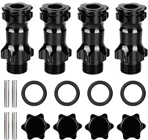 4 Stück RC Auto Sechskantnabe Verlängerungsadapter, 17mm Sechskant Radverlängerungsadapter Sechskant Treiber für 1/8 RC Car Modell Räder (Schwarz)