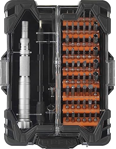 TOOLCRAFT Werkstatt-Schranksystem | Schraubendreher-Set | Schraubenzieher | Handwerkzeug | S2-Stahl | 62-teiliges Elektronik-Werkzeugset | Werkstatt-Organisation