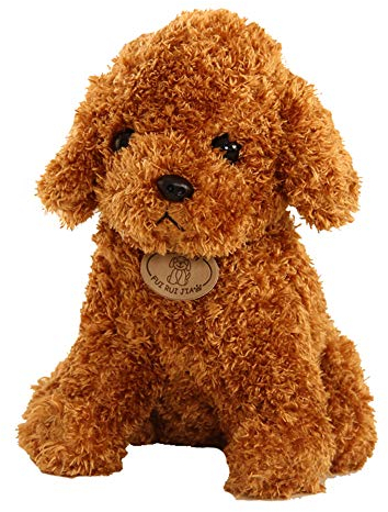 Hund Teddy Plüschtier, 25cm Hund Kuscheltier Klein Plüschhund Sitzend Stofftier Puppe Plüsch Lebensecht Hund Kuscheltier Braune Welpenspielzeug Geschenk für Baby Kinder 2 3 4 5 6 Jahre